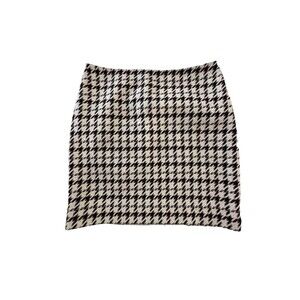 White House Black Market Wool Houndstooth Side Zip Career Work Mini Skirt Size 8
